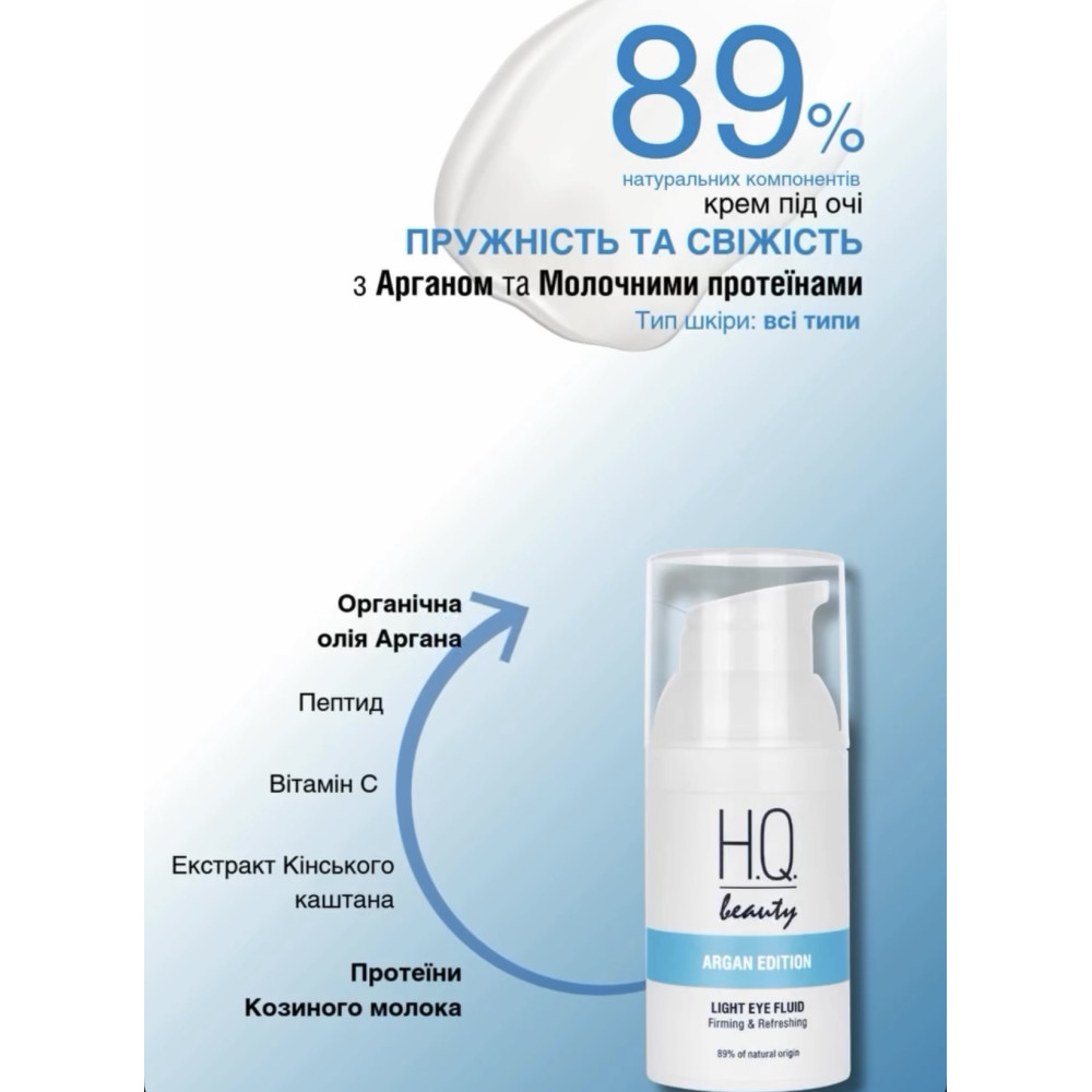 H.Q.Beauty АРГАН ЕДІШН Флюїд під очі пружність та свіжість